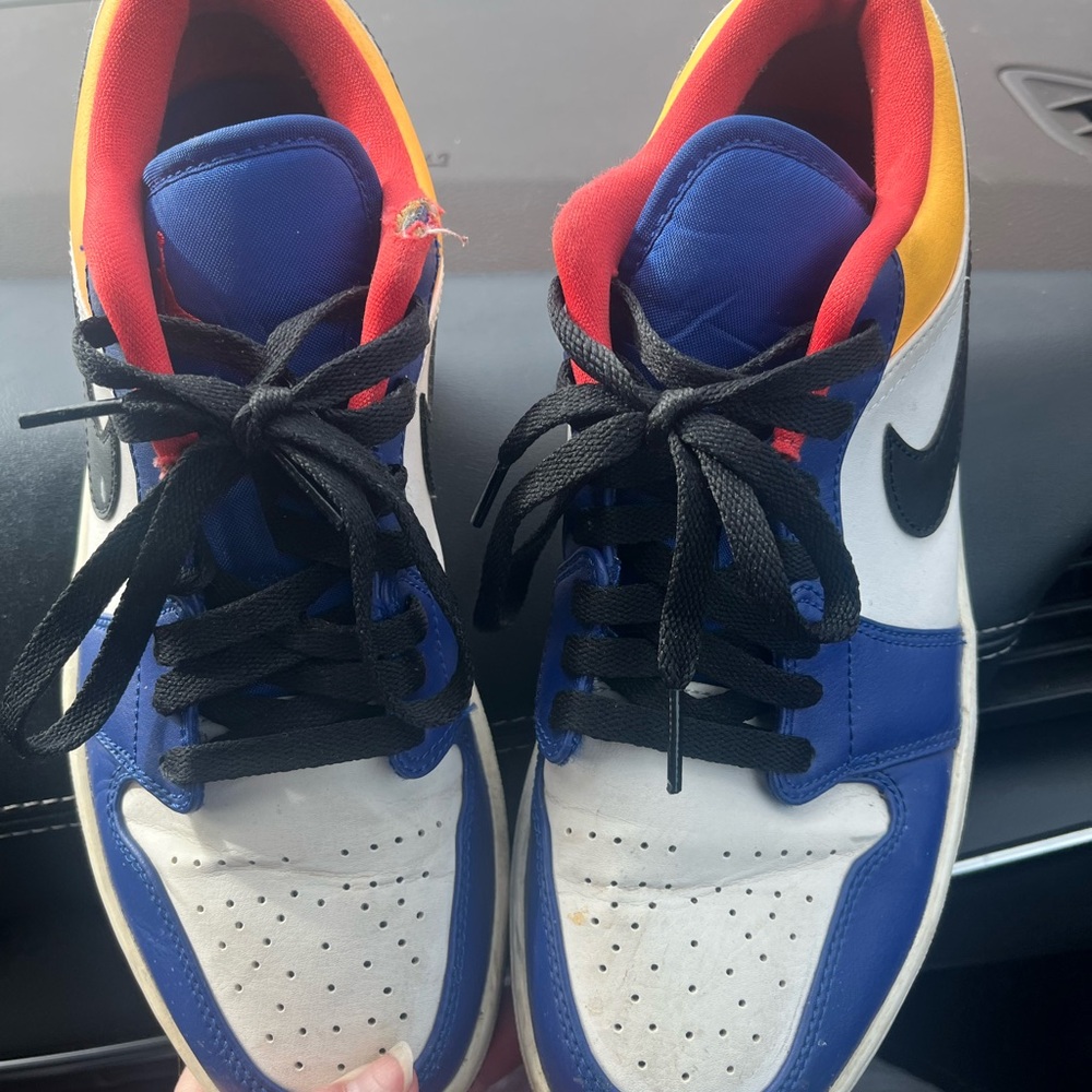 Jordan Multicolor Sneakers with Blue and Red Accents
